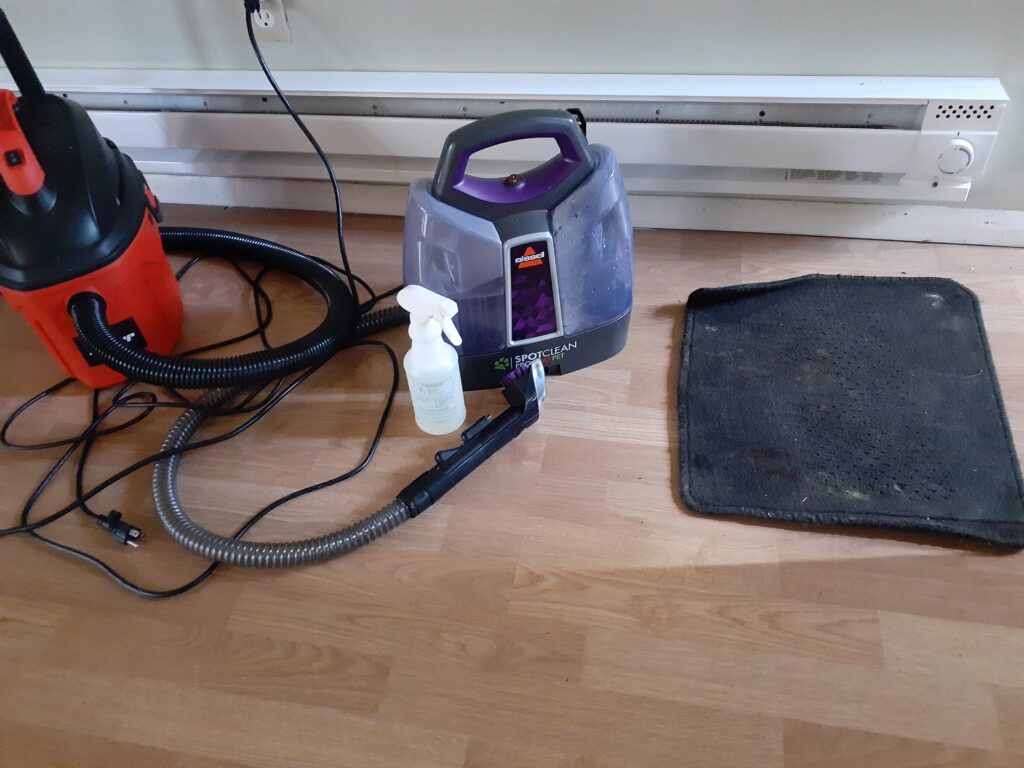 auto carpet cleaning demonstration tools used