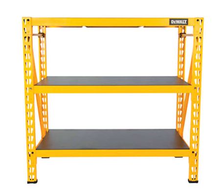 Heavy-duty steel shelves for auto repair shop